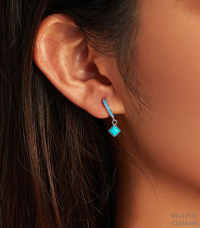 Turquoise Square Hoop Earrings