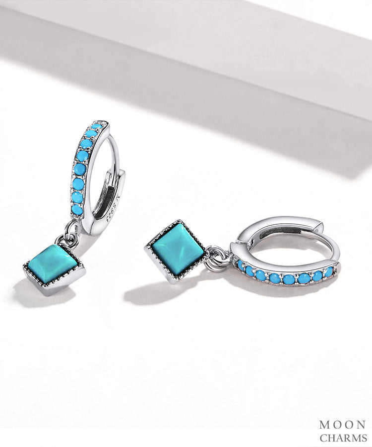 Turquoise Square Hoop Earrings