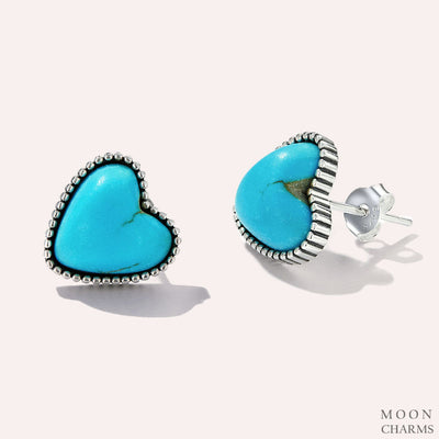 Turquoise Heart Stud Earrings